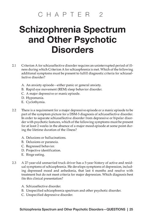 Dsm Self Questions C H A P T E R Schizophrenia Spectrum And Other