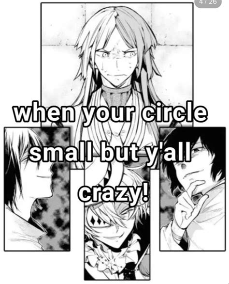 Some Anime Characters With Text That Reads When Your Circle Small But