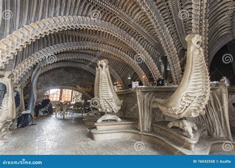 Interior Of Hr Giger Cafe In Gruyeres Switzerland Editorial Stock