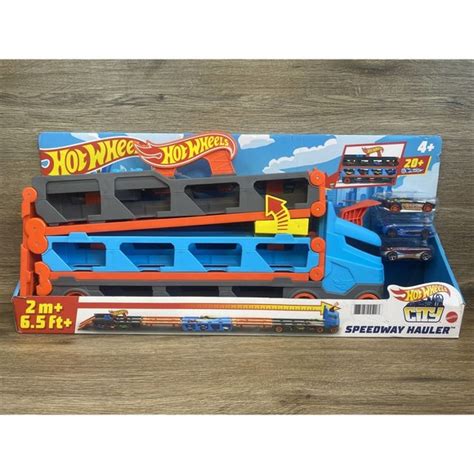 Mattel Toys Hot Wheels City Speedway Hauler Gvg Transforms Into Ft Long Car Racetrack