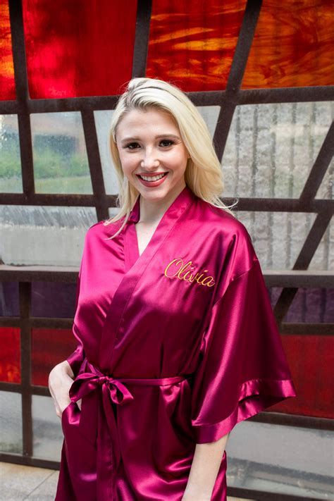 Wine Red Satin Robe, Monogram Robe, Bridesmaid Gift, Bridal Party Robes