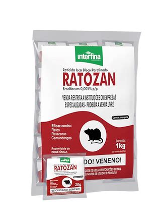 Bloco Parafinado Para Ratos - INTERFINA | RATOZAN Bloco Parafinado (Brodifacum 0,005% p/p)