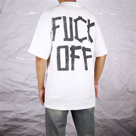 เสอยด Just Another Tuesday โอเวอรไซส cotton ไรตะเขบขาง ลาย FUCK OFF Shopee Thailand