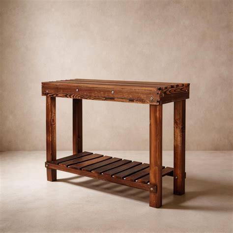 Farmhouse Solid Wood Console Table 2-Tier Entryway Plant Stand with