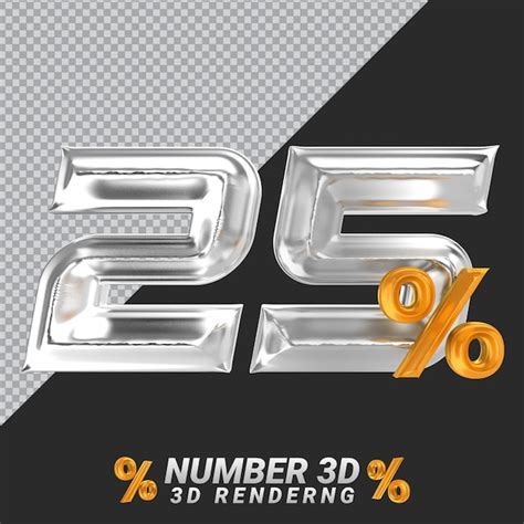 premium psd number  silver  rendering