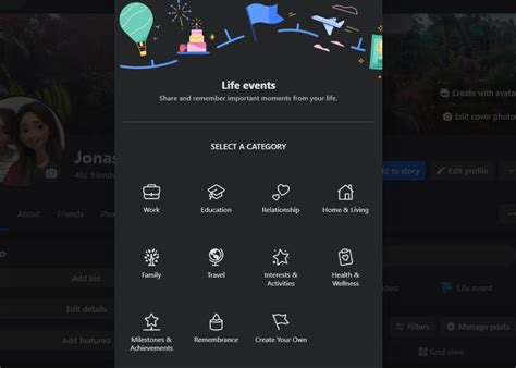 how to create a life event on facebook