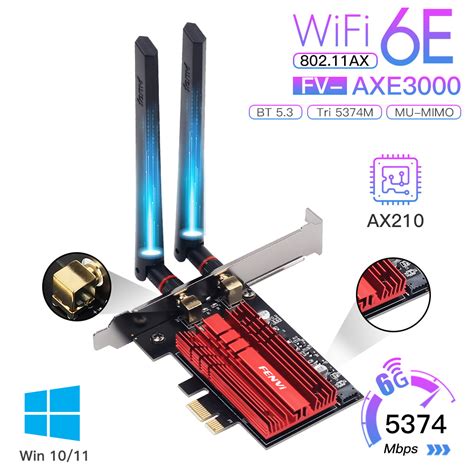 5374Mbps WiFi 6E Intel AX210 Bluetooth 5 3 PCIe Adaptador Sem Fio 2 4G