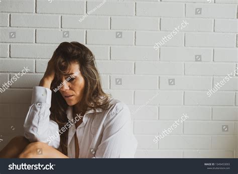 Sad Depressed Caucasian Lady Semi Nude Stock Photo 1349453093 Shutterstock