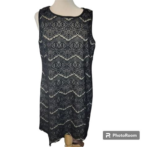 Halo Dresses Halo Coctail Dress Women Xl Black Nude Eyelet Lace