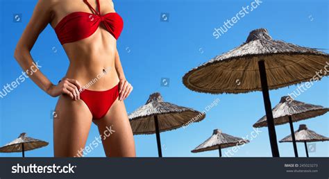 Slim Sexy Woman Bikini On Beach Stock Photo 245023273 Shutterstock