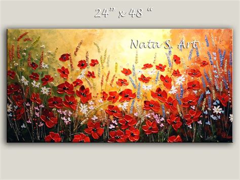 Wildflower Painting, Original Abstract Art, Poppy Painting, Wildflower ...