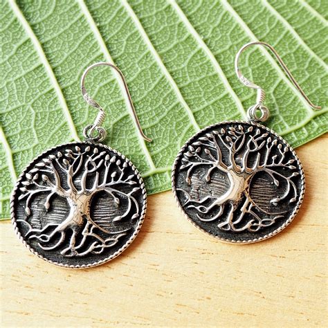 Tree Of Life Earrings Sterling Silver Tree Dangle Earrings Etsy