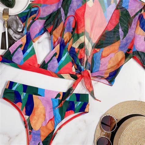 Sexy Knotted Straps Neck Backless Raised Waist Bikini Swimwear TD Mercado