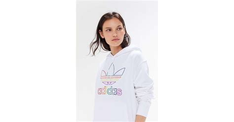 adidas Cotton Adidas Pride Rainbow Trefoil Hoodie Sweatshirt in White ...