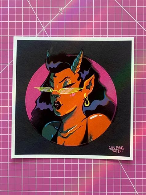 Retro Devil Babe Fine Art Print Etsy