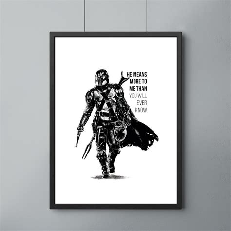 The Mandalorian Art Poster Grogu Poster Illustrations Typography