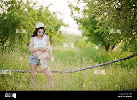 Pregnant Gorgeous Brunette Woman Stock Photo Alamy