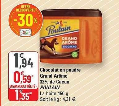 Promo Chocolat En Poudre Grand Ar Me De Cacao Poulain Chez G