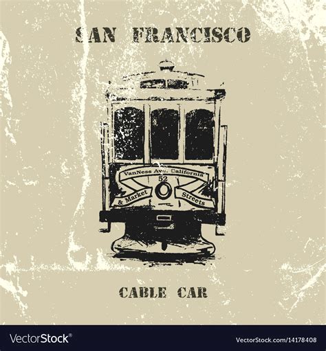 Vintage Hand Drawn San Francisco Cable Car Vector Image