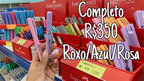 COMPRANDO MATERIAL ESCOLAR COMPLETO 2023 350 REAIS TODO AZUL ROXO