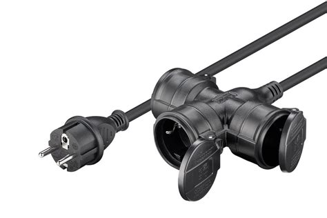 230V Förlängningskabel Schuko för 3 uttag utomhusbruk (1x CEE7/7 – 3x ...