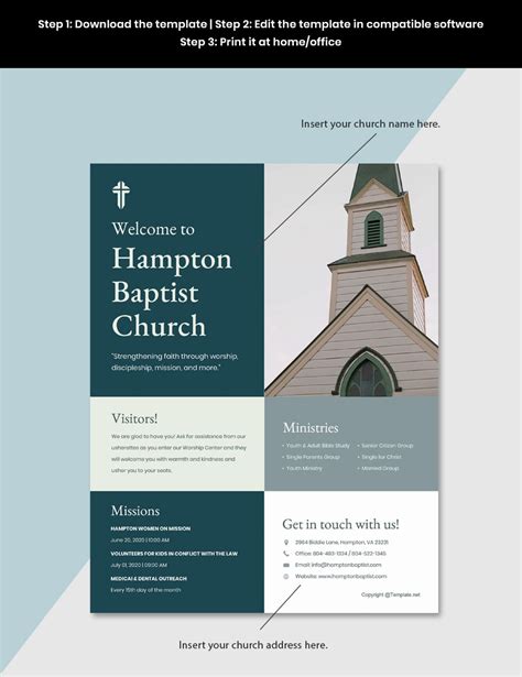 Printable Church Bulletin Template in PSD, Illustrator, Pages, InDesign ...