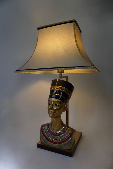 Egyptian Pharoh Queen Busts Table Lamps By Edoardo Tasca For Sale At