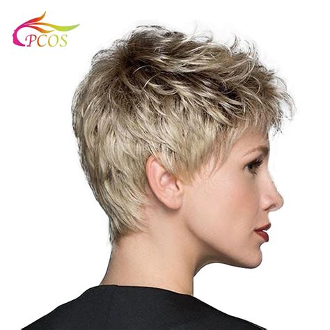 Kurze Synthetische Dark wurzeln für schwarze frauen Haar Natürliche Blonde Perücken sissy