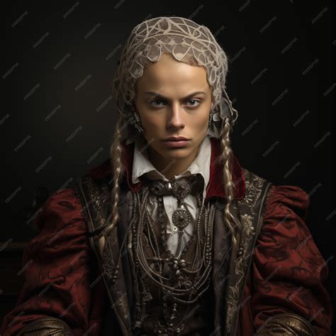 premium photo portrait   young man  medieval costume studio shot