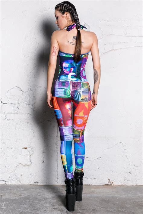 Glitch Festival Catsuit Halter Neck Jumpsuit Spandex Rave Etsy