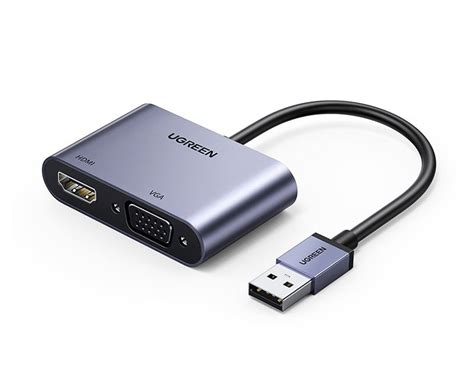 Видеоадаптер Ugreen USB 3.0 - HDMI+VGA, 1080p, цвет серый (20518 ...