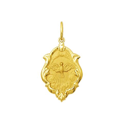 Medalha Divino Espirito Santo Ouro 18k Ornato Mini K050 Joias