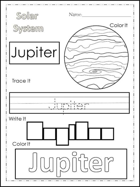 Solar System Preschool Math Worksheets