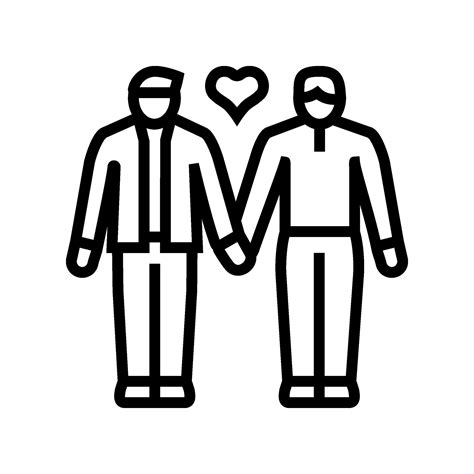 Gay Lgbt Couple Love Line Icon Vector Illustration Vector Art At Vecteezy