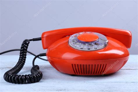 Retro Red Telephone On Color Background Close Up Stock Photo By