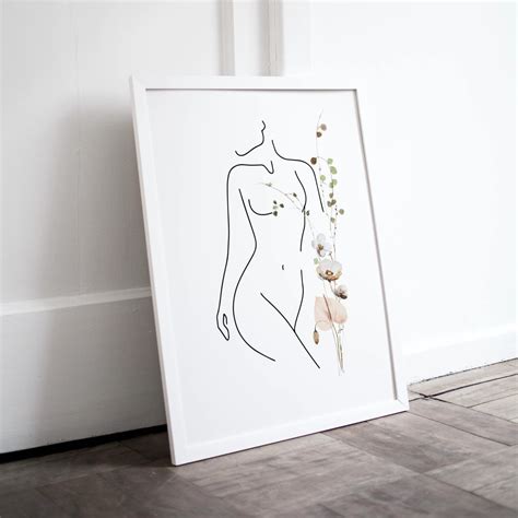 Nude Female Line Art Print Minimalist Female Body Female Etsy