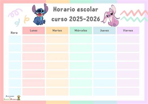 Horários De Exibição De Lilo E Stitch - Preciosa colección de horarios para el próximo curso escolar de Lilo y ...