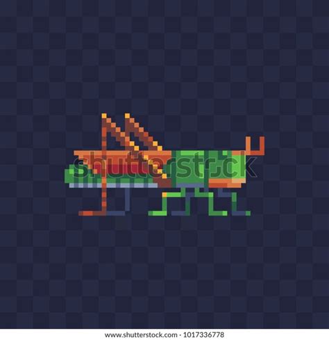 Grasshopper Pixel Art Flat Style Character เวกเตอร์สต็อก ปลอดค่าลิขสิทธิ์ 1017336778