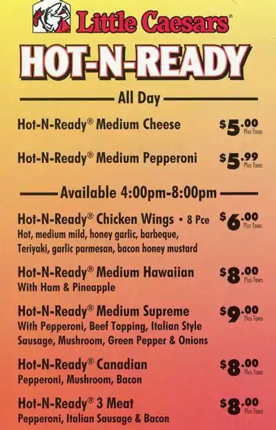 Little Caesars Menu, Menu for Little Caesars, Maple Ridge, Metro ...