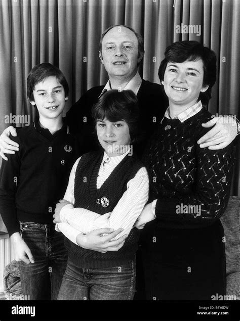 Neil Kinnock Labour MP with wife Glenys Oct 1983 and daughter Rachel and son Stephen Stock Photo ...