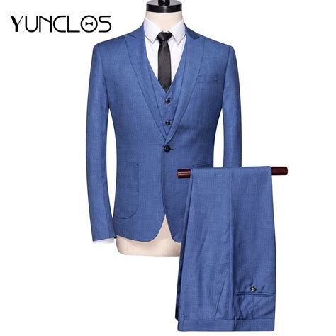 Yunclos Pieces Men Suit Formal Business Wedding Suit For Men Slim Fit