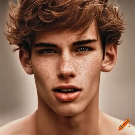 Portrait Of A Hot Guy With Brown Hair And Freckles On Craiyon