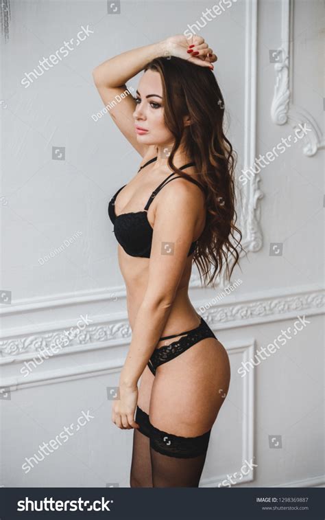 Lovely Sexy Brunette Girl Posing Lingerie Stock Photo 1298369887 Shutterstock