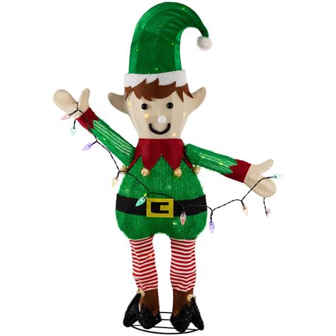 Northlight 34 25 LED Lighted Elf Holding Christmas Lights Outdoor Yard