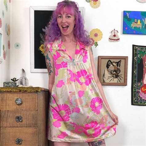 Vintage Vanity Fair Nightie Hot Pink Floral Babydoll Nightgown Sz M Etsy