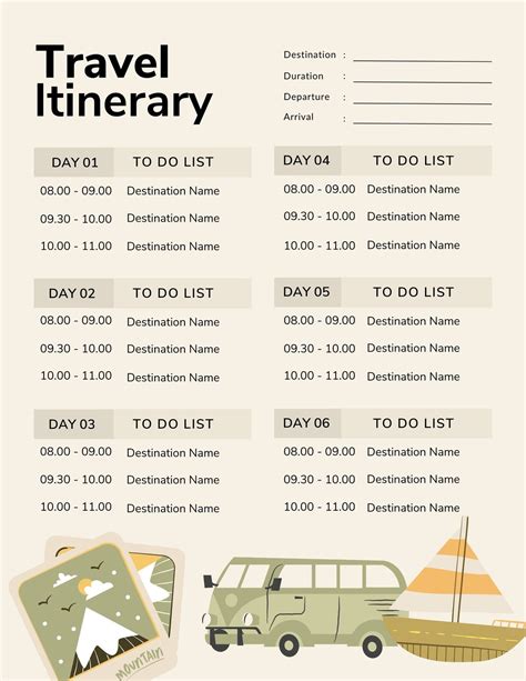 Flight Itinerary Template Sample | Template Samples