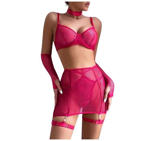 Ensemble de quatre pièces Sexy Sling pour femmes Ensemble de lingerie sexy transparente en