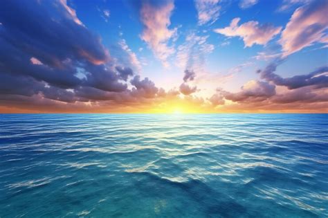 Premium Photo Conceptual Sea Or Ocean Water Waves And Sunset Sky