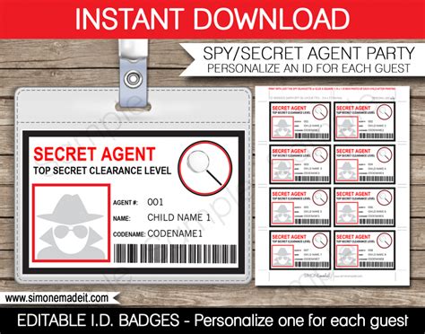 Secret Agent Id Card Free Printablepreschool Activities And Printables