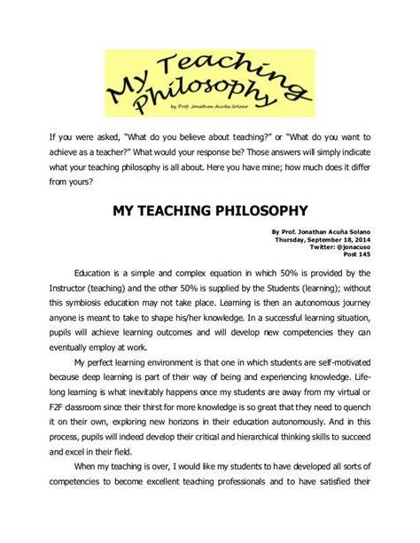 Teaching Philosophy Statement Template Ncejomunicipaldechinu